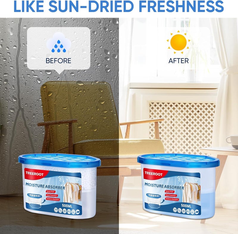 Treeroot 10 Pack Moisture Absorbers, 10.6 OZ Humidity Absorber Bucket, Moisture Absorbers for Closet, Dehumidifier Bucket for Wardrobes、 Kitchens and Bathrooms, Fragrance Free Humidity Absorber - Image 4